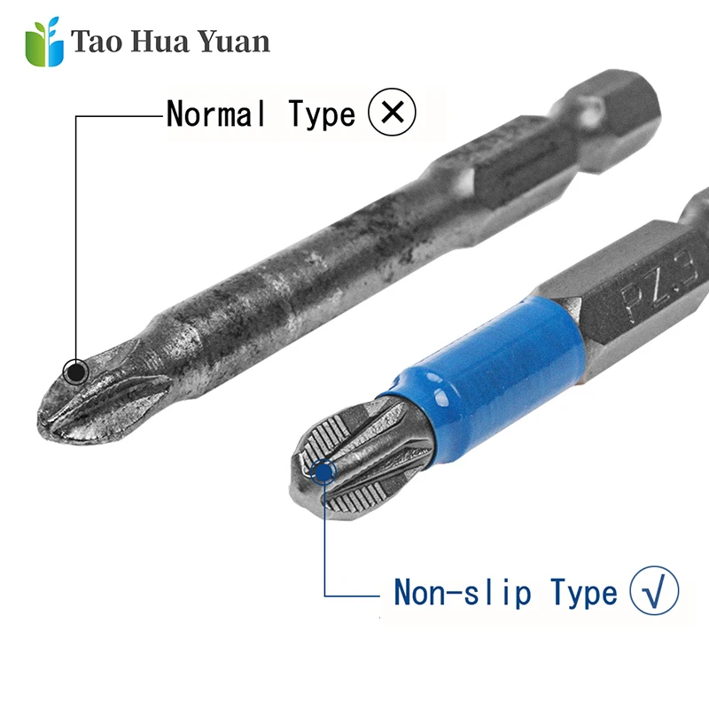 12 шт./набор, Нескользящие биты для отверток Gcr15, PH1, PZ1, PH2, PZ2, PH3, PZ3, длина 50 мм