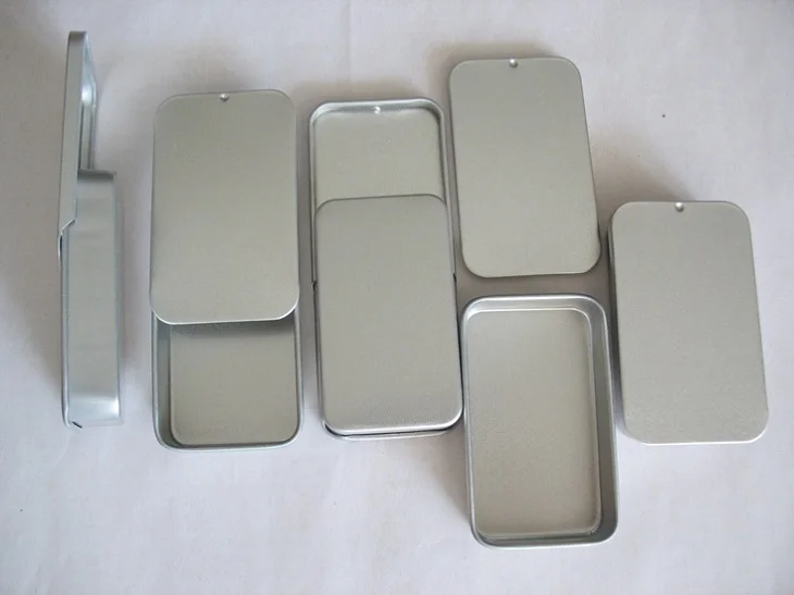 500pcs Plain Silver Color Slide Top Tin Box, Rectangle Candy Usb Box Cas Wholesale