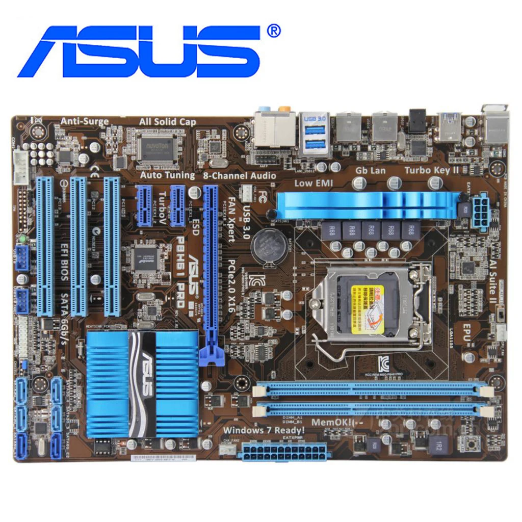 

LGA 1155 ASUS P8H61 Pro Original ASUS P8 H61 PC Motherboard Socket ATX DDR3 USB3.0 16GB Desktop Computer SATA III Mainboard Used