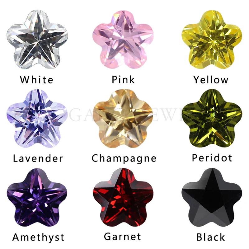 

5A Loose CZ Stones Synthetic Gems 100pcs/lot 2.5X2.5~10X10MM Plum shape Cubic Zirconia Bead Stones Flower Cut
