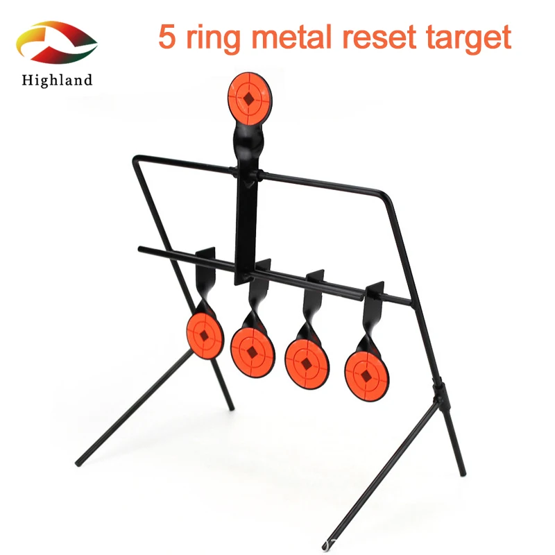 

5 Ring Metal Automatic Reset Target With Target Paper Airsoft Paintball Target Competitive Shooting Rotary Target