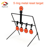 5 Ring Reset Target  for Airsoft, Air Rifle, Air Pistoli Rotating Metal Target Stand 4+1 Shooting Training Iron Targets