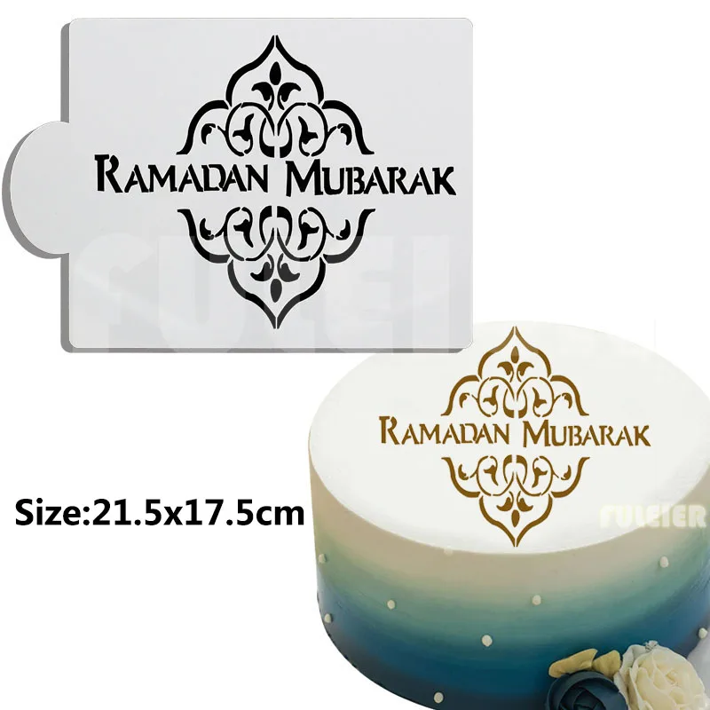 Eid Mubarak Design Decoration Cake Stencil Ramadan Mubarak Baking Pastry Fondant Cake Pattern Printing Stencil Cake Decoration T