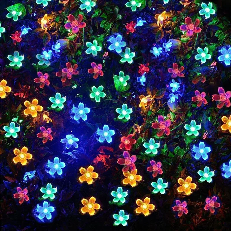 LED Christmas Lights Blossom Flowers LED String Fairy Lights Warm White Garland Holiday Home Room Badroom Wedding Decoration