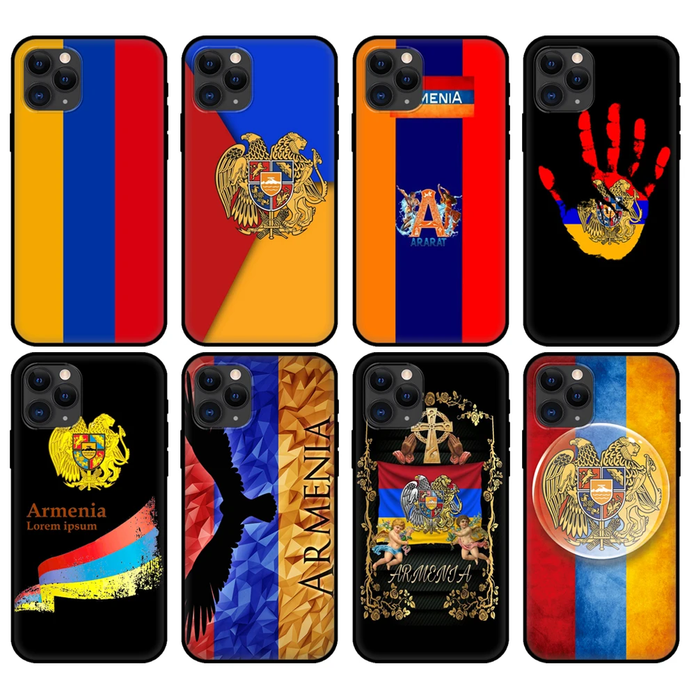 Black tpu case for iphone 5 5s se 2020 6 6s 7 8 plus x 10 XR XS 11 12 mini pro MAX back cover Armenia Armenians Flag