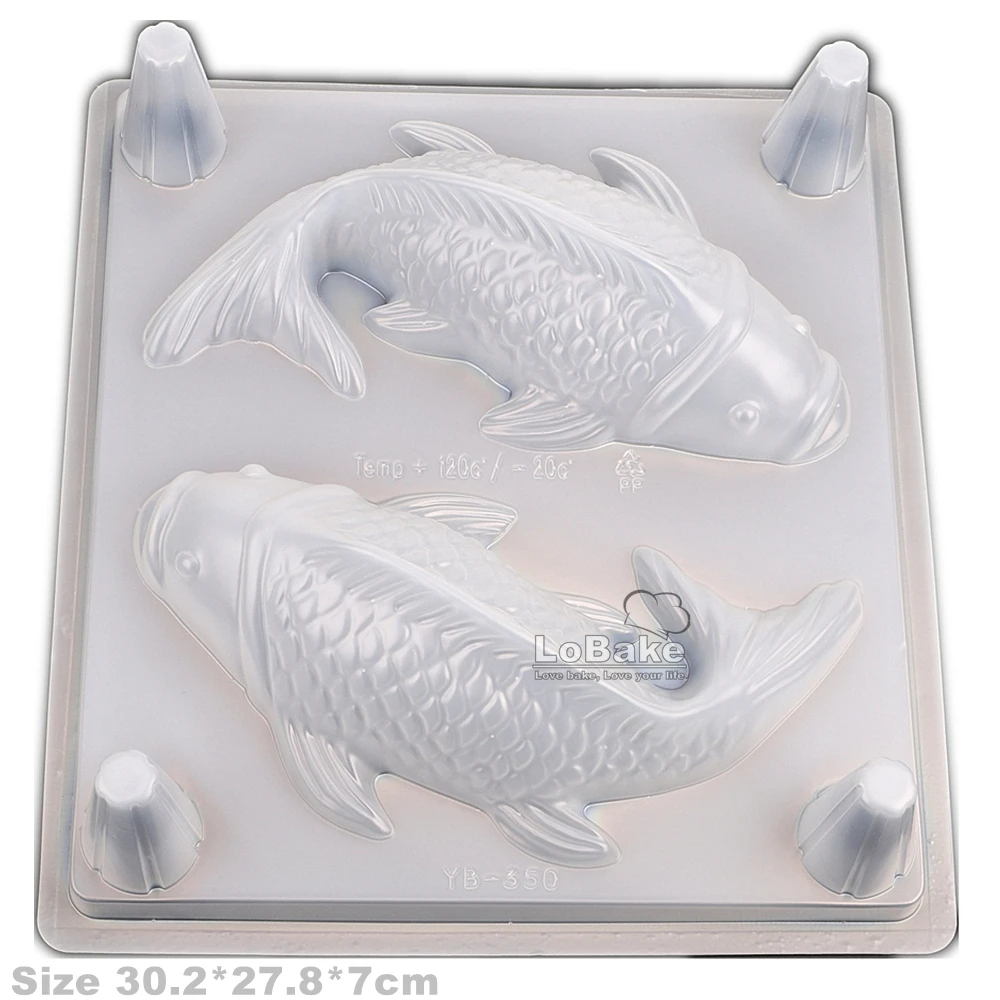 5pcs big size double fishes goldfish carassius auratis shape PP plastic jelly pudding mold ice cube bread cake molds DIY bakery