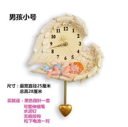 Hot explosions high-end European court resin room living room creative wall clock cute angel tire wall clock