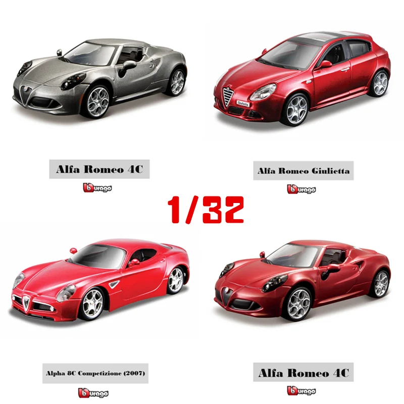 Bburago 1:32 Alfa Romeo 8C 4C Diecasts & Toy Vehicles Metal Toy Car Model High Simulation Collection Kids Toys Genuine License