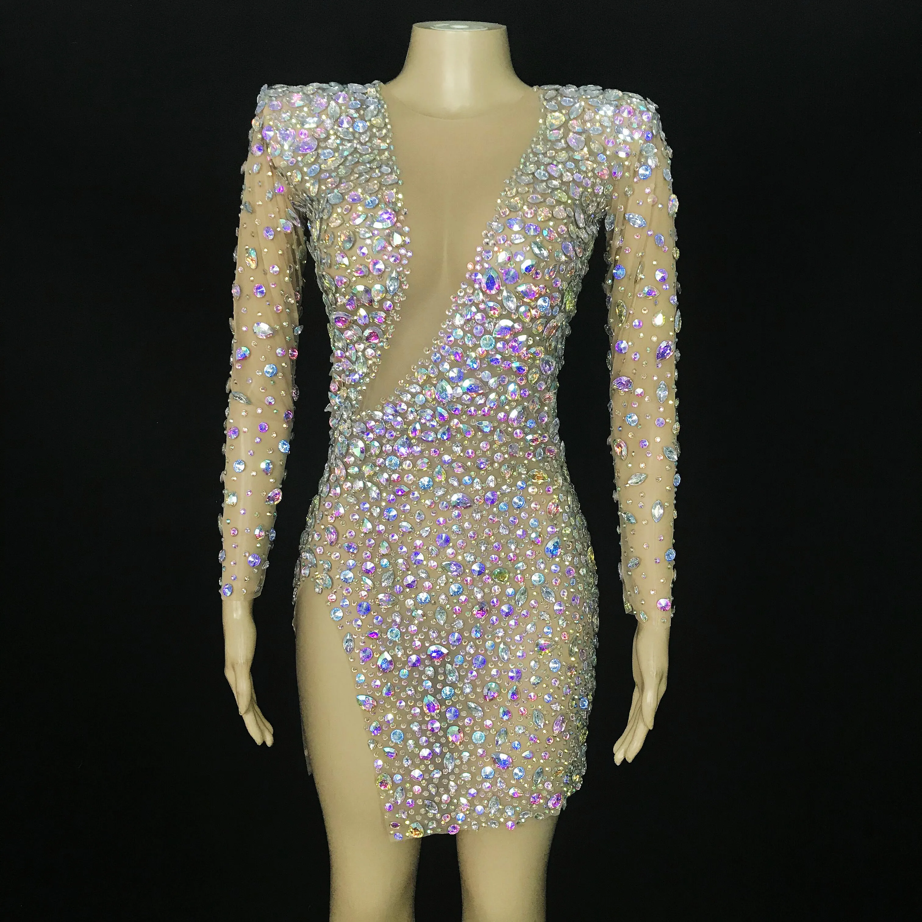 AB strass tuta colorata ballerino Prom Performance festeggia Outfit sera compleanno grandi pietre costumi