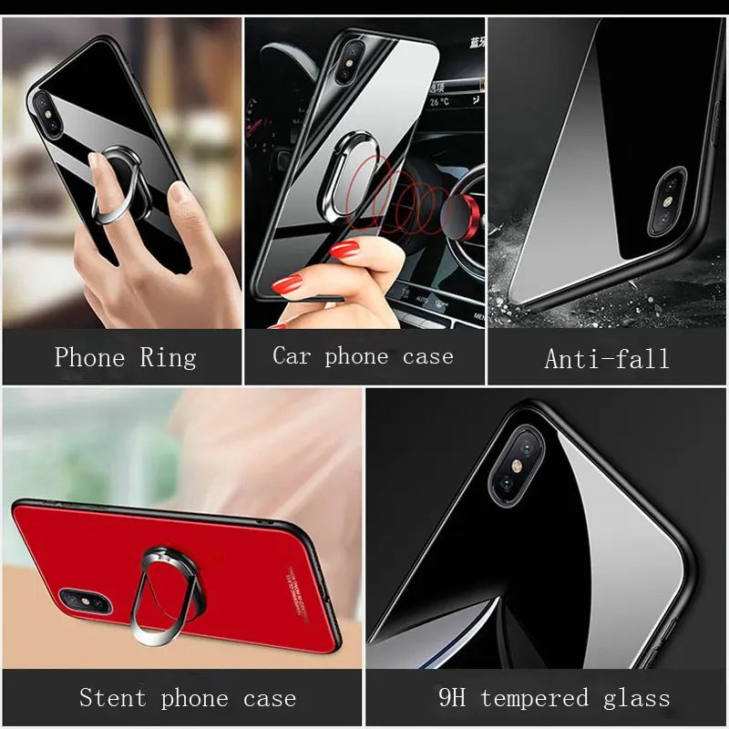 Stand Ring Magnet Cover For Samsung Galaxy A8S A6S A730 A750 A6 A7 A9 A8 Plus 2018 Case Hard Tempered Glass Protective Back Case