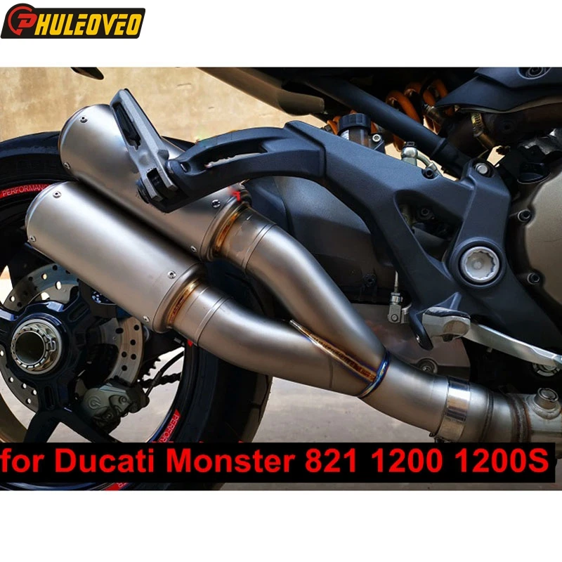 Titanium Alloy for Ducati Monster 1200R 1200S 821 2014-2021 Motorcycle Exhaust Muffler Link Pipe for Ducati Monster 821 1200