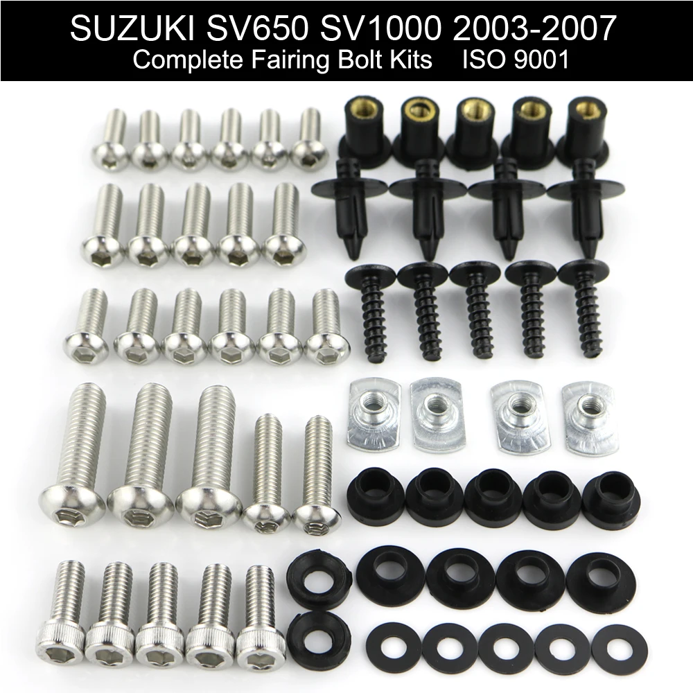 

Complete Full Fairing Bolts Kit Fit For Suzuki SV650 SV1000 2003 2004 2005 2006 2007 Nuts Fairing Clips Stainless Steel