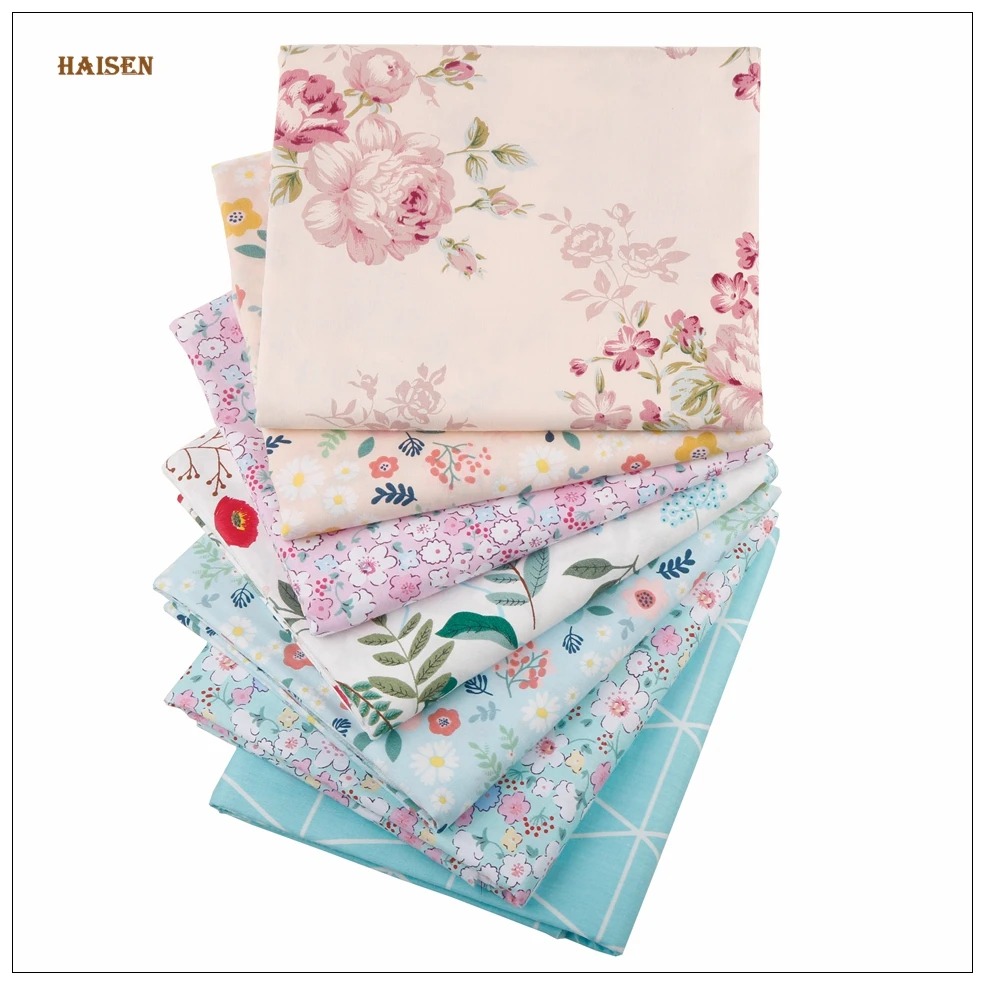 

Haisen,Flower Series Cotton Fabric Patchwork Twill Printed Cloth For DIY Sewing Quilting Baby&Child Doll Handmade Material 7 pcs