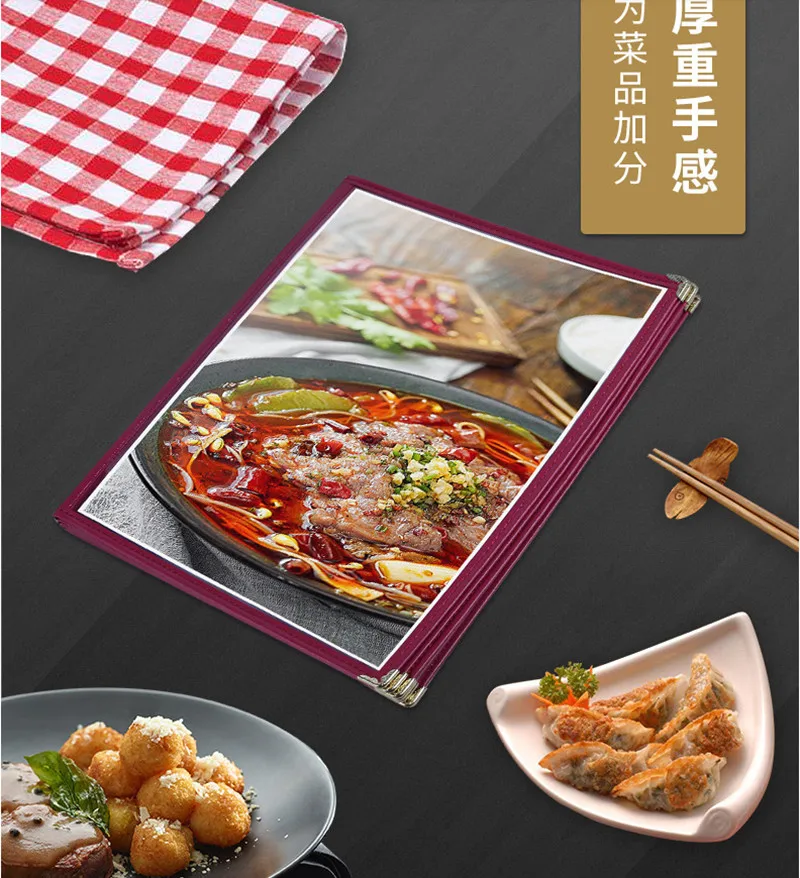 Couvertures A4 pour Menu de Restaurant, Porte-Papier, Style Livre, Double Vue