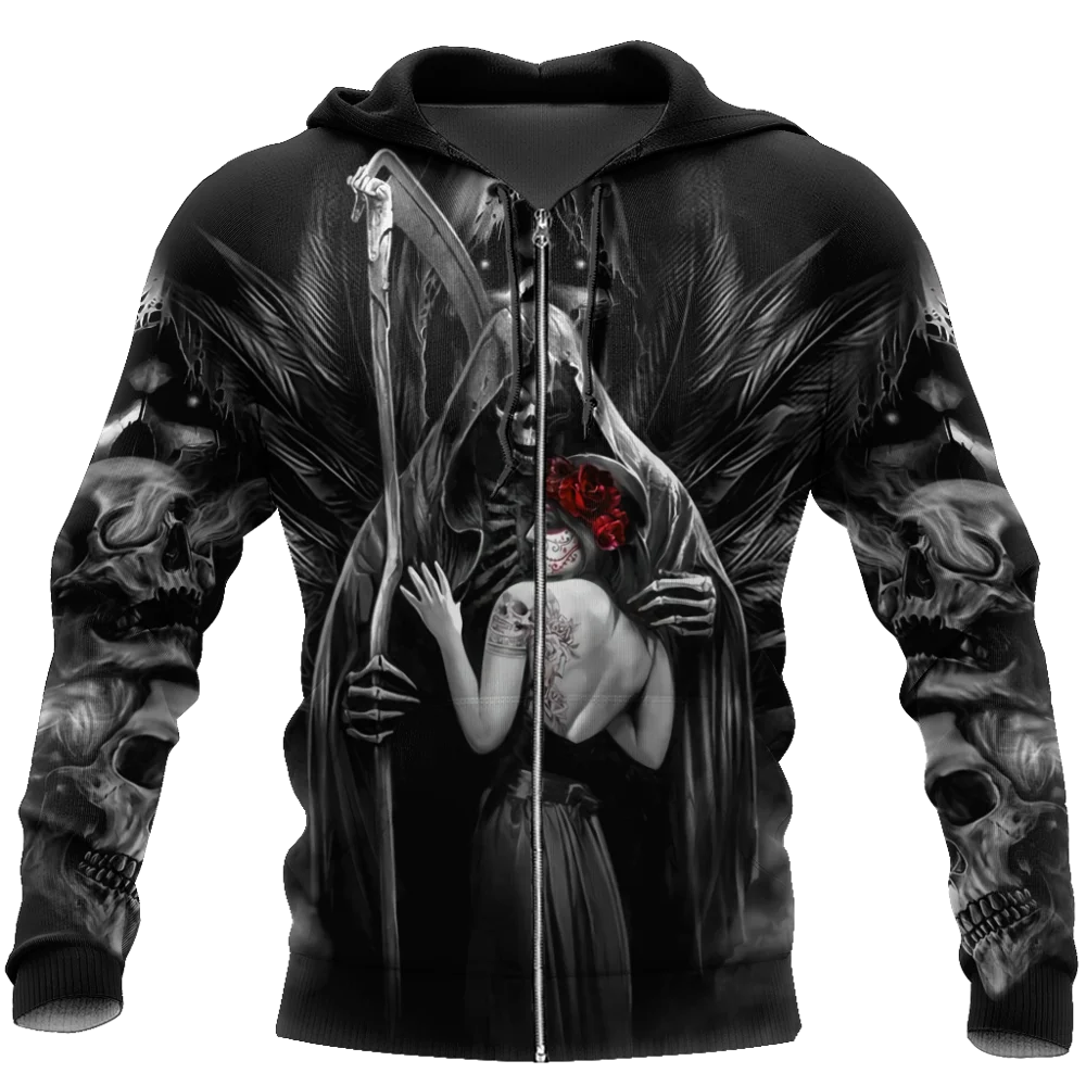 Death Skull Tattoo 3D All Over Printed Fashion Hoodies Men Hooded Sweatshirt Unisex Zip Pullover Casual Jacket Tracksuit DW0238