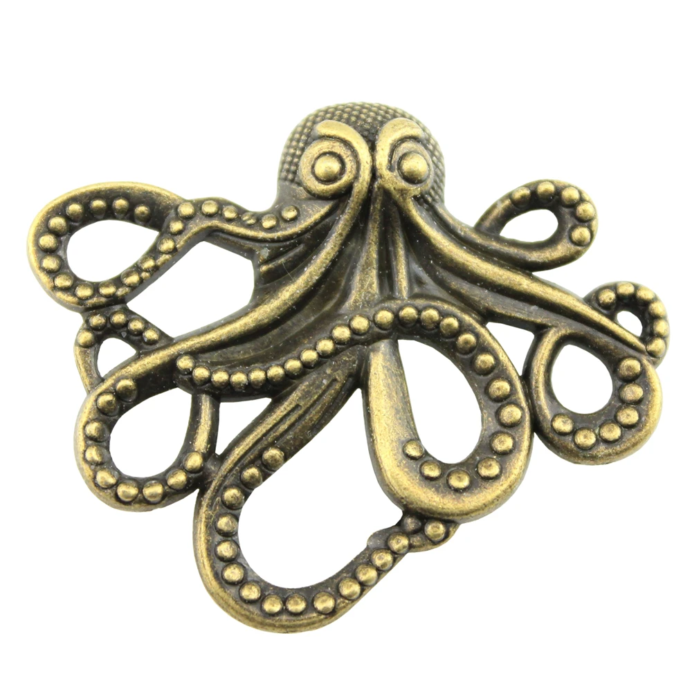 WYSIWYG 2pcs 42x35mm Pendant Octopus Octopus Charm Pendants For Jewelry Making Antique Silver Color Octopus Pendants