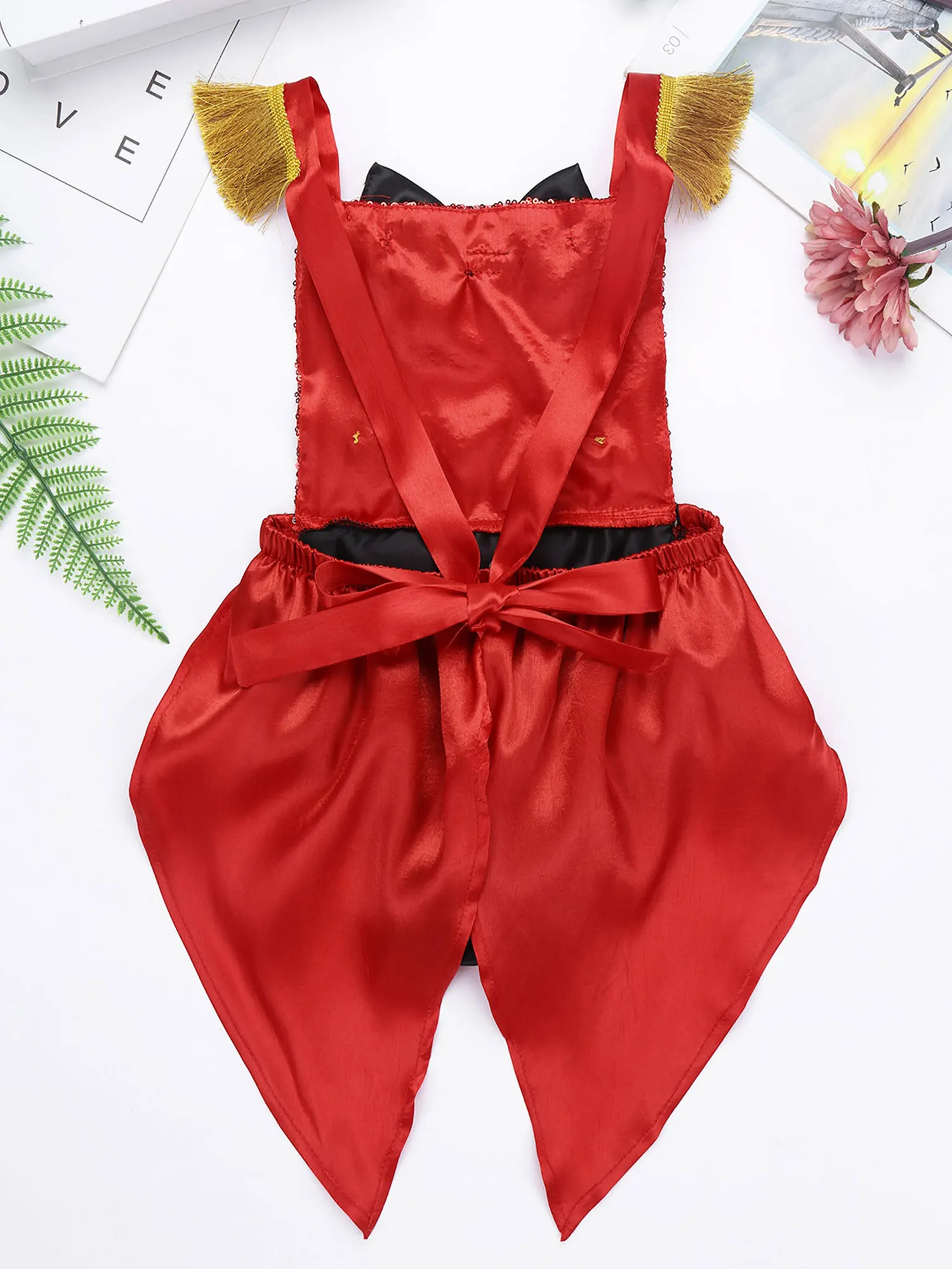 

Little Girls Halloween Showman Circus Costume Cosplay Ringmaster Jumpsuit Sequins Bowknot Romper with Feather Mini Top Hat