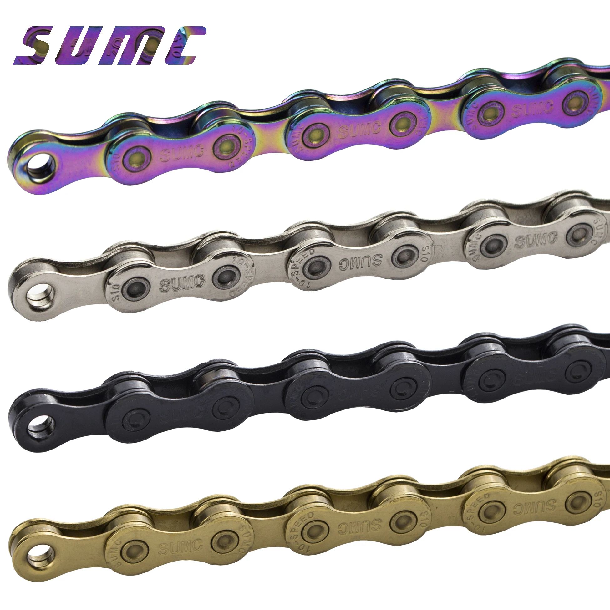 SUMC Bike Chain 9 10 1112 Speed 116/126 Links Gold, Silver, Rainbow,Black for Road /Gravel/Mountain Bicycle MTB NEW