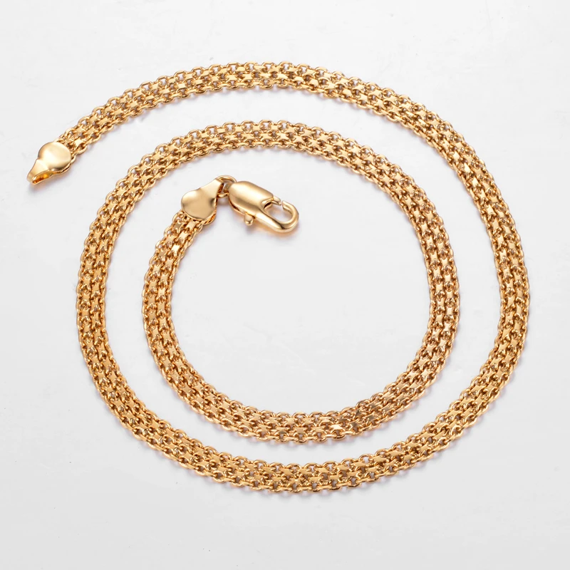 Dubai Arab Gold Color necklace For Man Women Tone Snake Chain Miami Cuba Link with Round Box and Wheat Chains Choker Jewelry