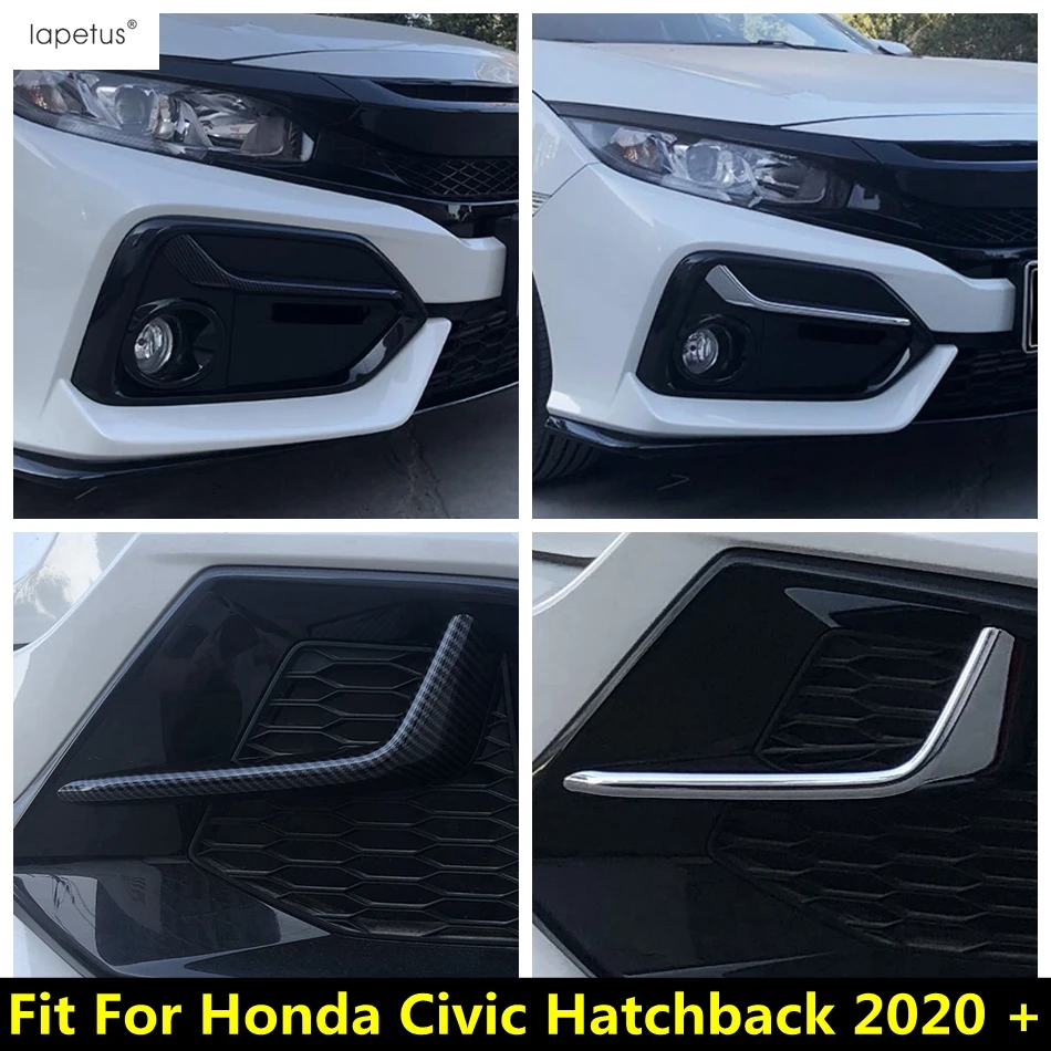 

Front Rear Fog Lights Lamps Eyebrow Strip Cover Trim ABS Chrome / Carbon Fiber Accessories For Honda Civic Hatchback 2020 2021