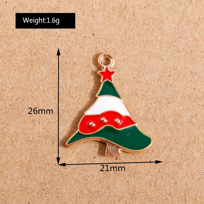 10 Stück Mix süße Emaille-Weihnachtsanhänger für die Schmuckherstellung, Weihnachtsbaum, Hirschglocke, Charms-Anhänger für Halsketten, Ohrringe, Geschenke – Detail 34