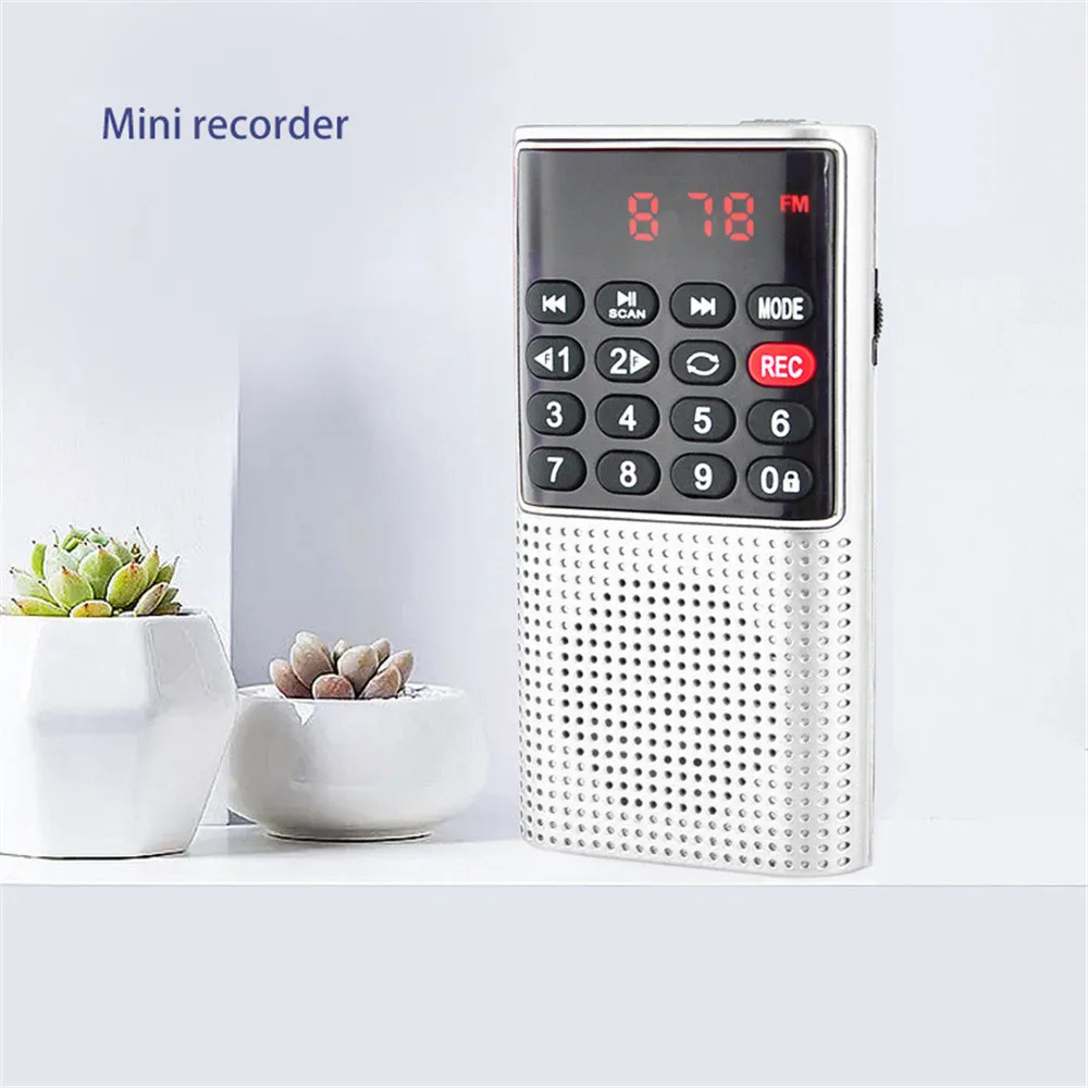 kebidumei Digital FM Mini Portable Radio Handheld USB TF MP3 Player Speaker Rechargeable Small Speaker Outdoor