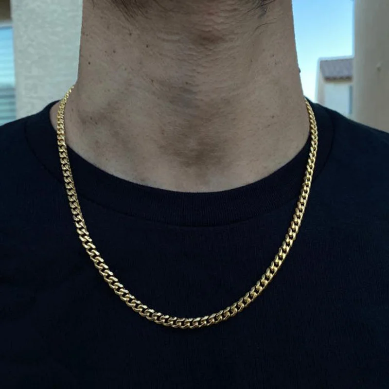 2021 Klassische Herrenkette, Breite 3 bis 7 MM, Edelstahl, Lange Halskette für Männer und Frauen, Kettenschmuck – Detail 6