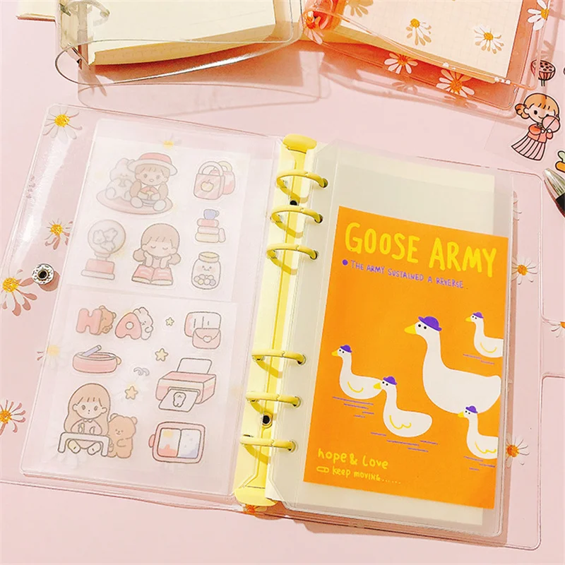 A5/A6 Loose Leaf Notebook Cute Daisy 6 Rings Binder File Folder Kawaii Notebook Planner Notepads Stationery School Journals