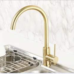 Brushed gold Brass Kitchen sink faucet Good Quality cold hot water kitchen faucet high quality copper Rotatable kitchen faucet