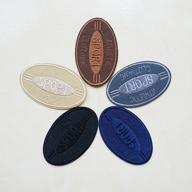 Blue Rectangle Sport Circular Embroidered Black Square Patches Iron On For Clothes Backpack Jeans Coat Stickers Sewing Appliques