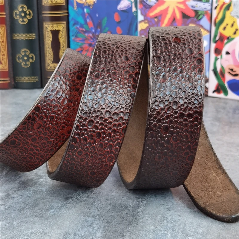 Luxury Vintage Pop Dot Carving Top Thick Leather Men Belt Without Buckle Cinturon Mujer Mens Leather Belts Without Buckles SP13