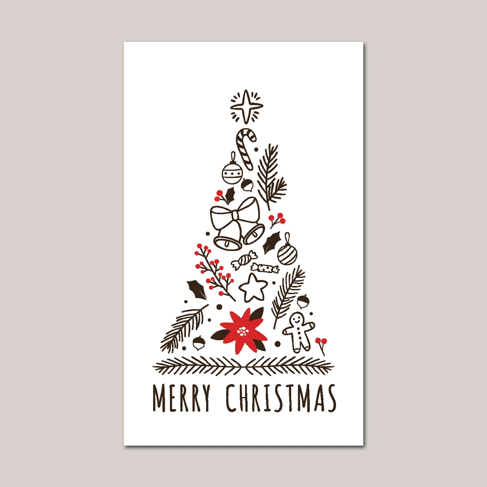 30Pcs Merry Christmas Gift Cards Greeting Card Christmas Tree Stickers Cute Design For 2022 New Year Gift decoration card