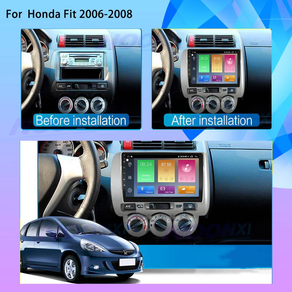 2000*1200 Resolution Android 11 For Honda Fit Jazz 2006-2008 Car Radio Stereo Multimedia Video Player GPS Navigation DVD 2 Din