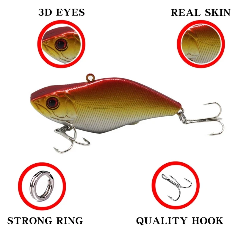 1 PCS 7cm 13g Artificial VIB Fishing Lure lead inside Hard Bait Diving Swivel Bait winter Sea Fishing Tackle