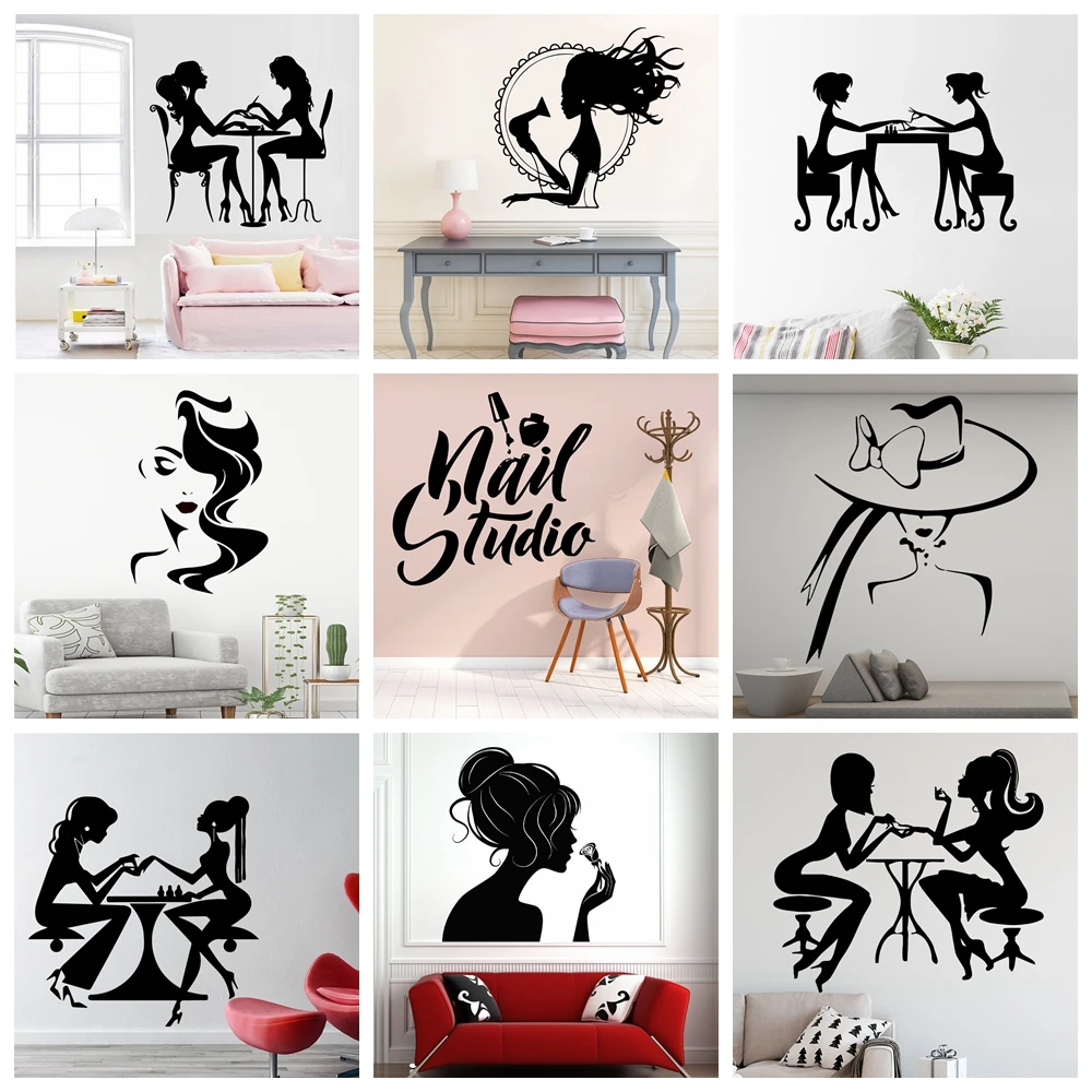 

Beauty Salon Nail Hair Salon Vinyl Wall Sticker Decor For Salon Shop Decoration Wallpaper
