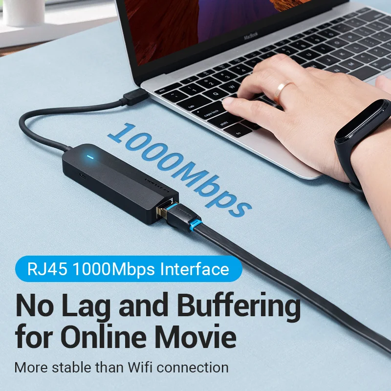 Сетевая карта Vention, USB Type-C, сетевая карта USB C на USB 3,0, 2,0, 1000 Мбит/с, гигабитный RJ45 Lan USB-концентратор для MacBook iPad Pro