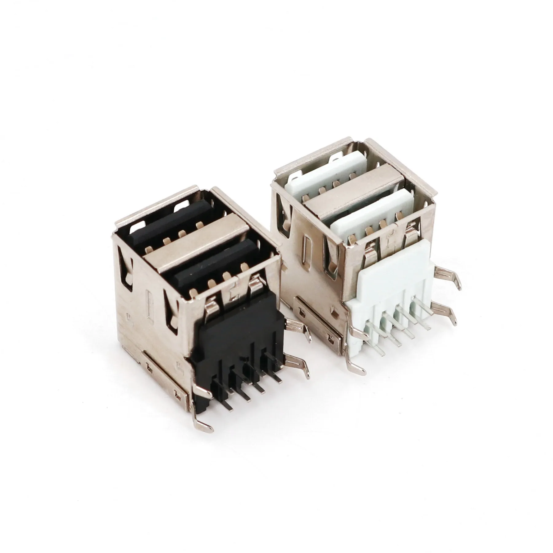 10Pcs USB Dual Port Type A 8Pin Right Angle Female Socket PCB Mount Solder Connector