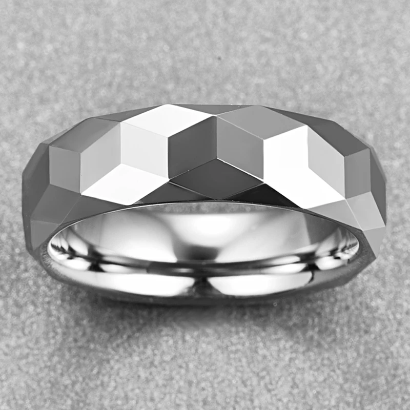 New Fashion Hot Men\'s Tungsten Carbide Rings 6MM Rhombus Polished Silver Color Rings for Male Jewelry Comfort Fit Size