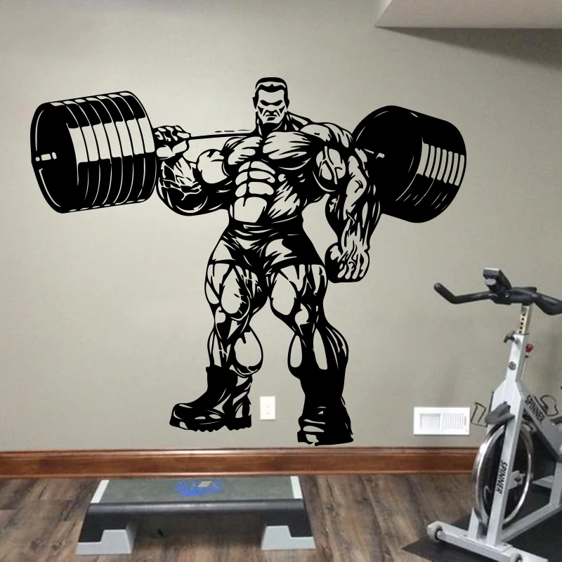 Gym Sign  Gym Barbell Fitness Sport Wall Sticker Crossfit Exercise Bell  Fitness Center Studio Wall Decal Vinyl Decor G1051