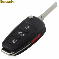 Jingyuqin 3 Button + Panic Auto Car Remote Flip Key Shell Blank For Audi A2 A3 A4 A5 A6 A6L A8 S5 S6 Q5 Q7 TT KD VVDI KeyDiy Fob