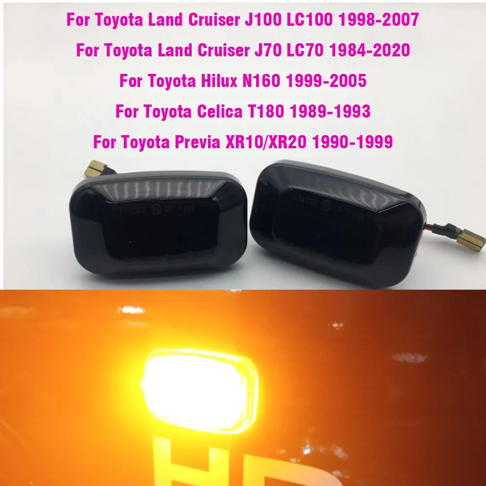 For Toyota Land Cruiser LC100 LC70 LC80 Hilux N160 Celica T180 Previa XR10 Car LED Dynamic Turn Signal Light Side Marker Lamp