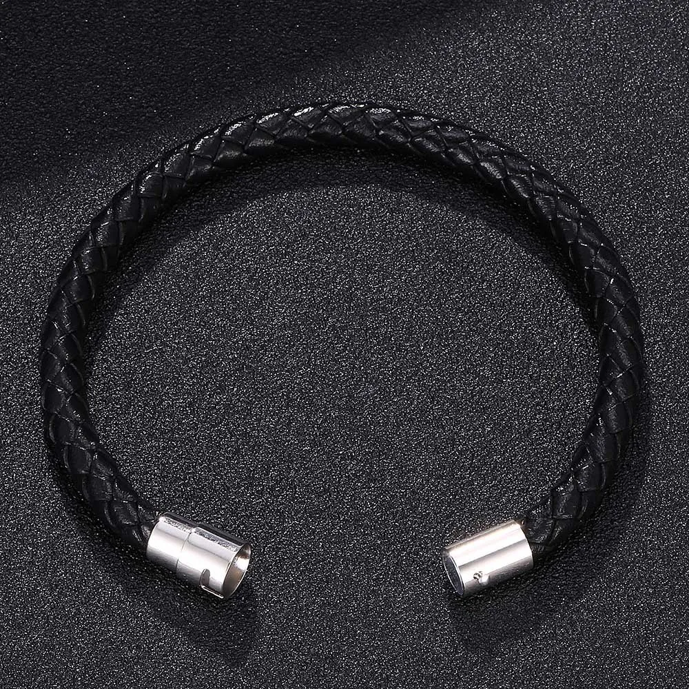 Classic Braided Leather Men Bracelets Fashion Magnetic Clasp 4 Colors Available Leather Bangles Simple Hand Jewelry Men Gifts