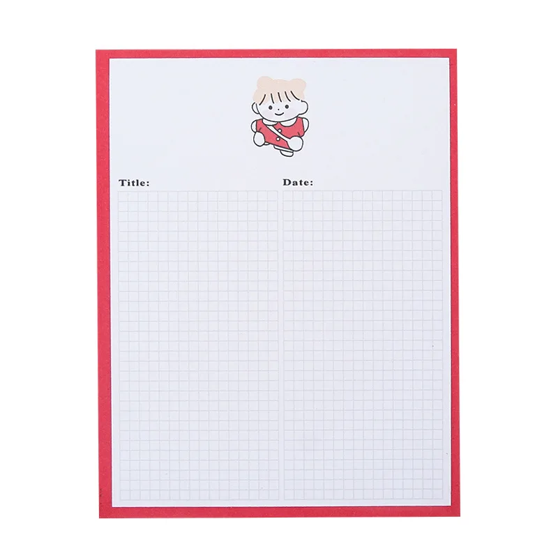 30 Pages Cartoon Grid Sticky Note Creative Memo Pad Notepad Planner Stickers Student Diary Kawaii Stationery Diy Notes