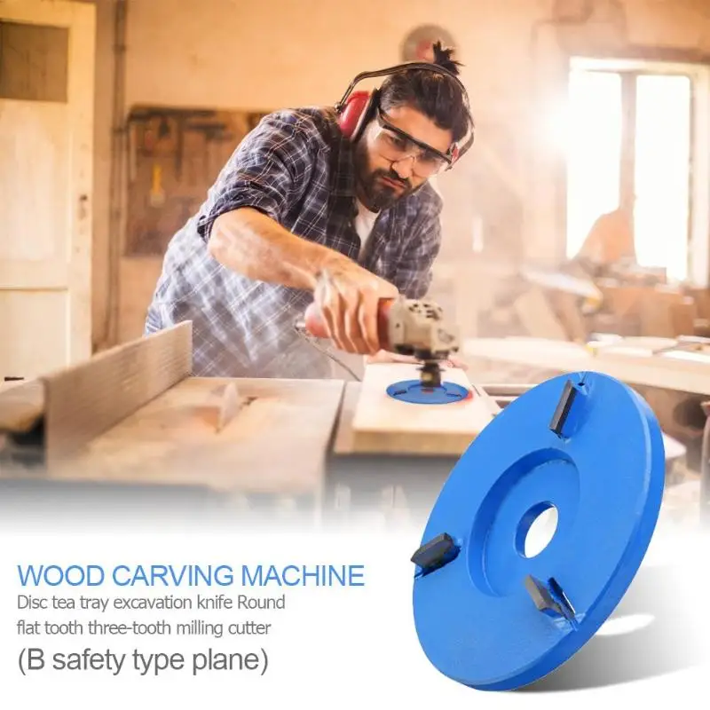 90Mm Arc/Flat Teeth Plane Wood Carving Disc Tool Milling Cutter For 16Mm Aperture Angle TN88 Plane three teeth