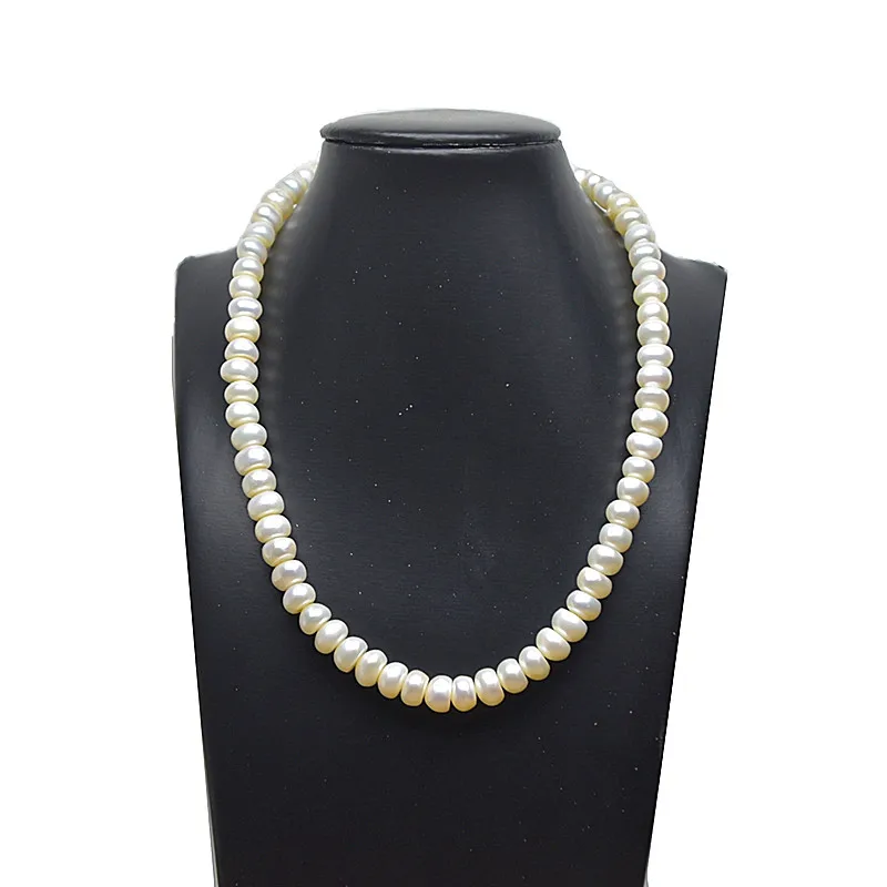 Pure natural diameter 8-10mm bread type uneven freshwater pearl necklace ladies jewelry necklace Free Shipping