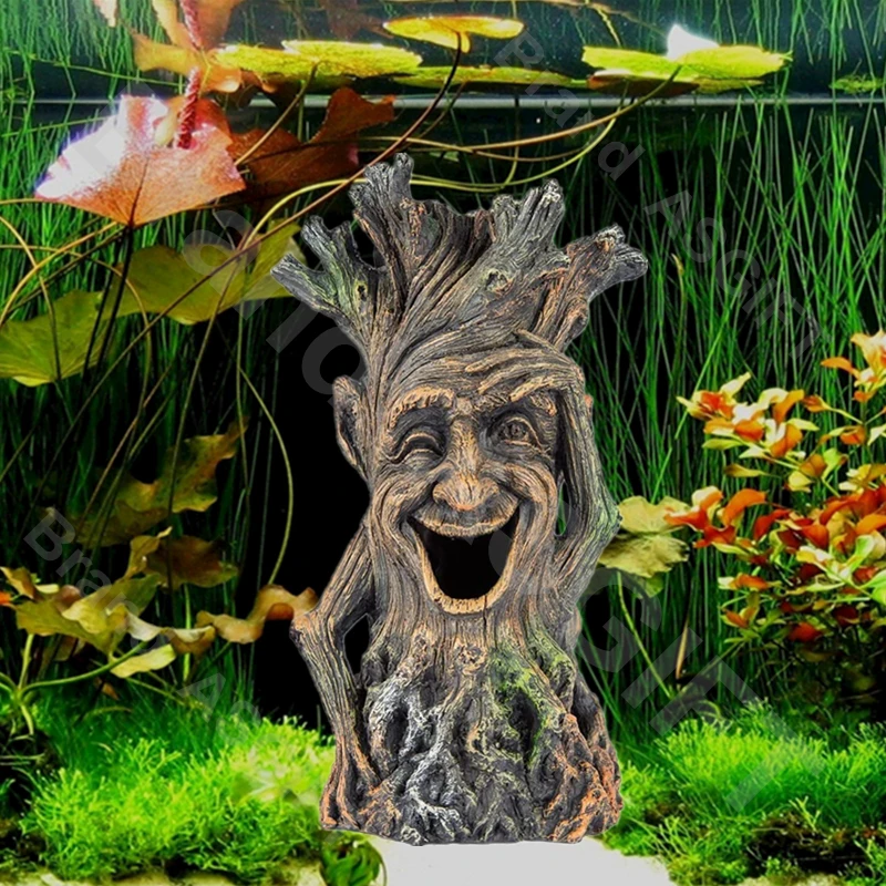 Aquarium Wood Tree Man Ornaments Dead Wood Smile Trunk Crafts Fish Tank Cave Garden Home Decoration