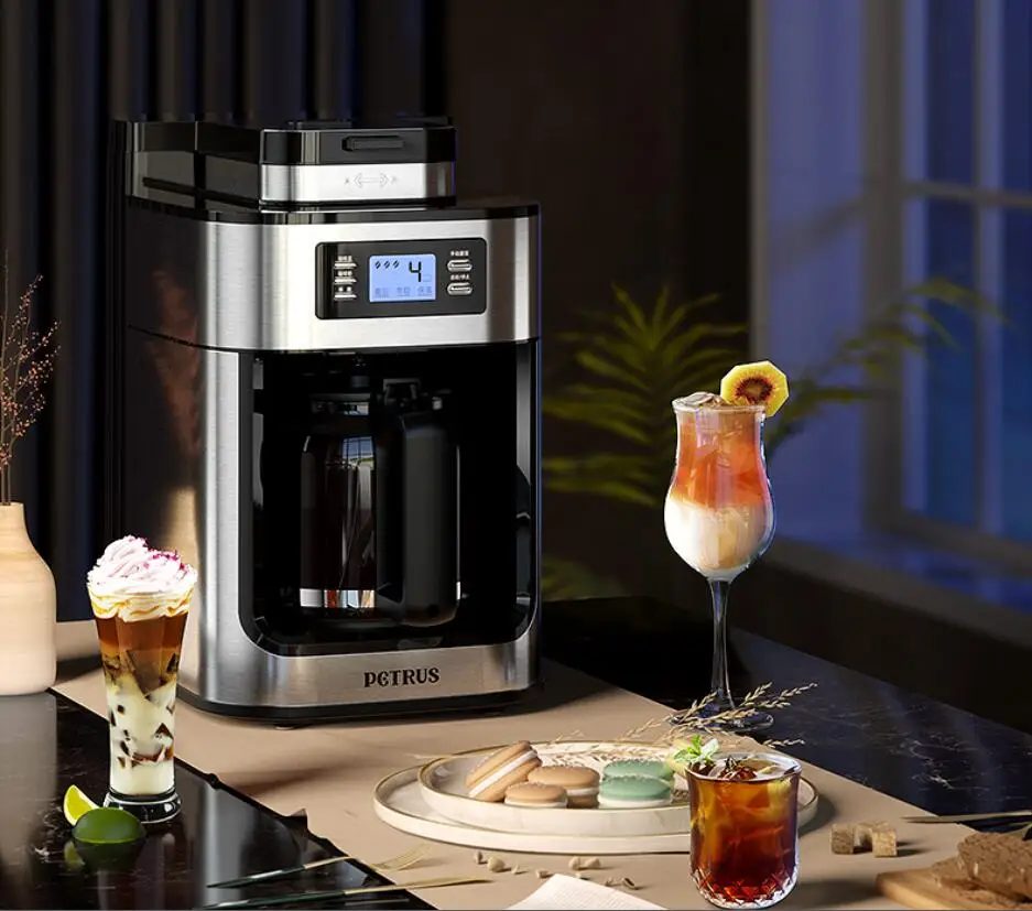 Petrus PE3200 automatic coffee bean grinder household drip coffee maker stainless steel cafe Americano  machine 1.2L glass pot damai 1000g 3000w electric strong power household automatic flour mill spice grinder coffee bean