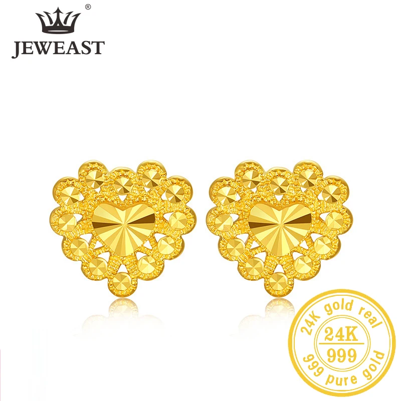 

JLZB 24K Pure Gold Earring Real AU 999 Solid Gold Earrings Nice Good Upscale Trendy Fine Jewelry Hot Sell New 2023