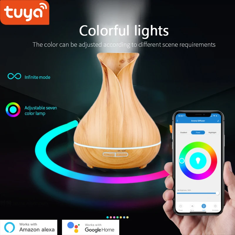 

Tuya Smart Humidifier with Colorgul LED Light WiFi Aroma Diffuser Timer Wireless Control Work with Alexa Google Home Compatible