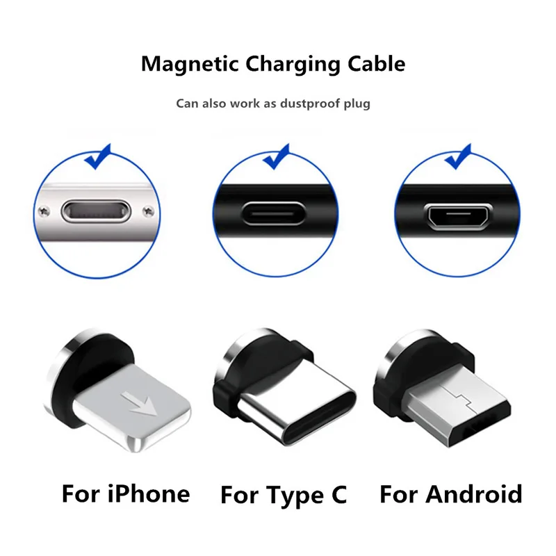 Magnetic Cable Micro USB Type C Fast Charging Cable For iPhone Xiaomi Android Mobile Phone Charger Magnet USB Wire Cord